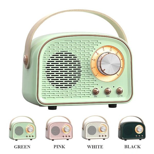 Mini Retro Bluetooth Portable Speaker With FM Radio, Vintage Decor, Small Wireless Stereo Bluetooth Speaker, Loud Volume,U-Disk/TF Card Slot/AUX and MP3 Player Cute Old Fashion Classic Style for Kitchen Desk Bedroom Office Party Outdoor Kawaii for iPhone Android