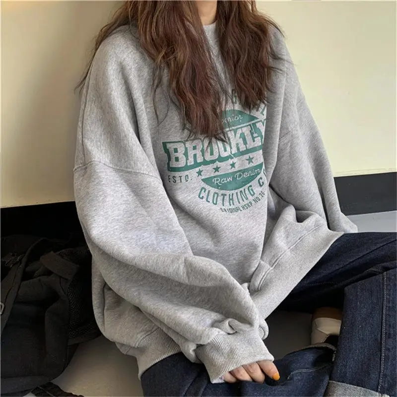 Autumn Fashion Letter Round Neck Loose Women's Casual Sweater