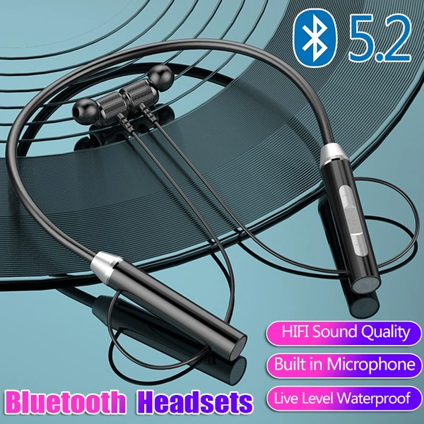 [CVC 8.0 Noise Cancellation] Bluetooth 5.2 Earphone Wireless Bluetooth Headset with Microphone Magnetic Neckband Earphones Waterproof Sports In-ear Headphone Support TF Card