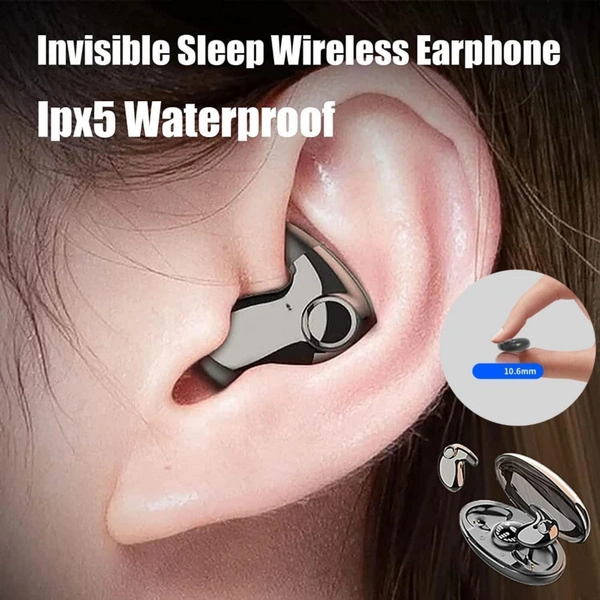 Invisible Sleep Wireless Earphone with Charging Case, Bluetooth 5.3 Hidden Earbuds Lightweight Sense-Free to Wear, IPX5 Waterproof Noise Cancelling Touch Control Headphones Small Earbuds