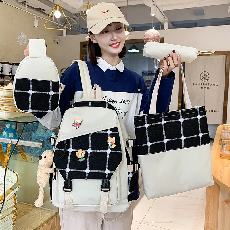 Women's Korean Style Plaid Backpack