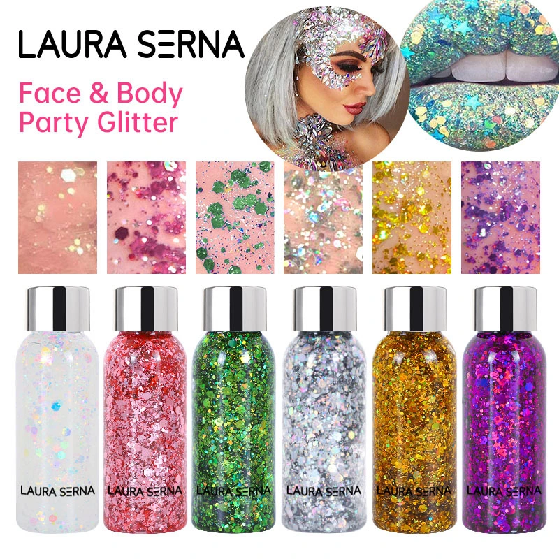 9colors Face and body beauty laser sequins glow Body lotion Shanpian ointment Colorful stage makeup cosmetics glitter body gel