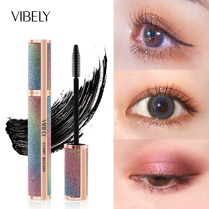 Vibely NEW 4D Silk Fiber Lash Mascara Waterproof Mascara for Eyelash Extension Black Thick Eye Lashes Curler Cosmetic