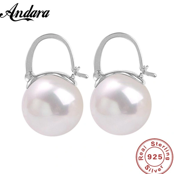 925 Sterling Silver Earrings White Pearl 18k Gold Plated Earrings Women Engagement Party Jewelry Gifts