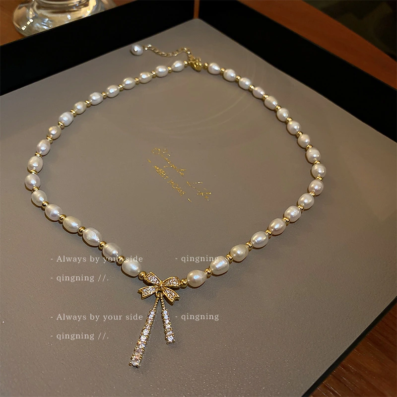 Pearl Bow Necklace