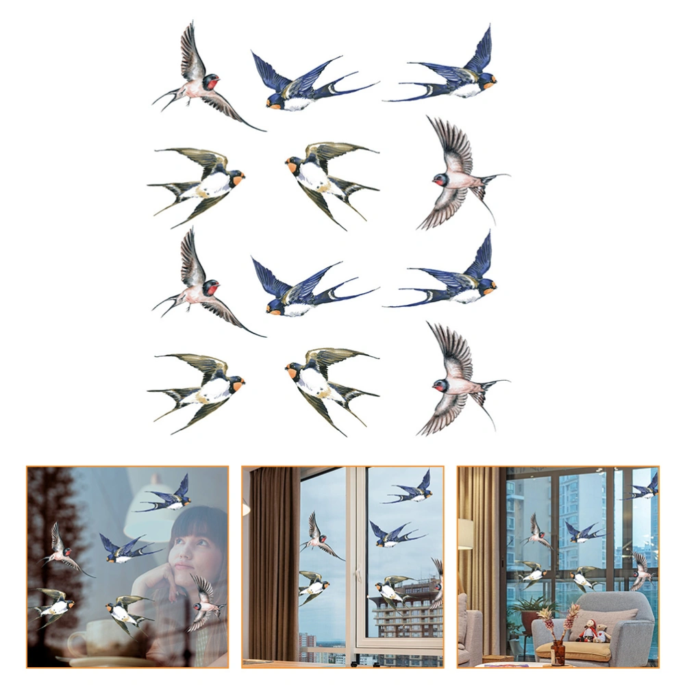 12Pcs Anti-Collision Window Stickers Decorative Window Decals (Assorted Color)