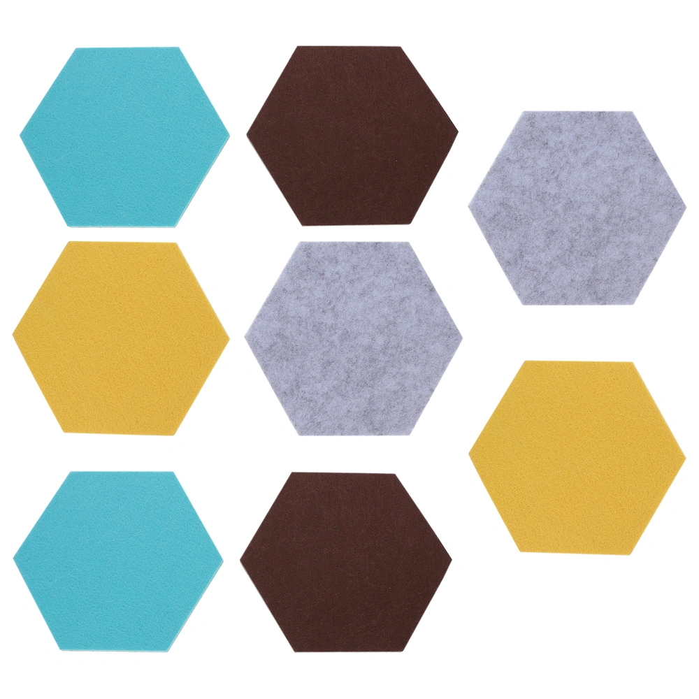 8Pcs Felt Hexagon Tile Board Felt Wall Board Self-Adhesive Wall Memo Board