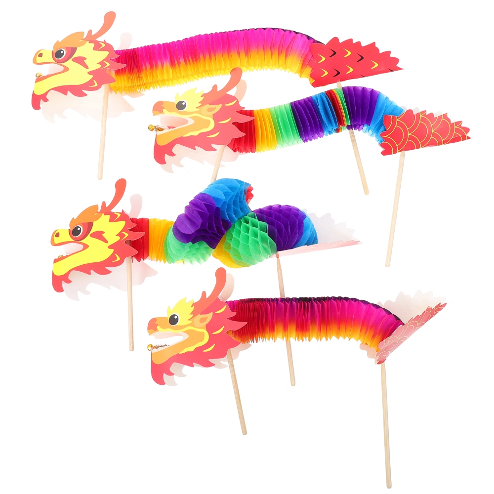 4 sets of Kids DIY Paper Dragon Craft Material Chinese New Year DIY Dragon Decor