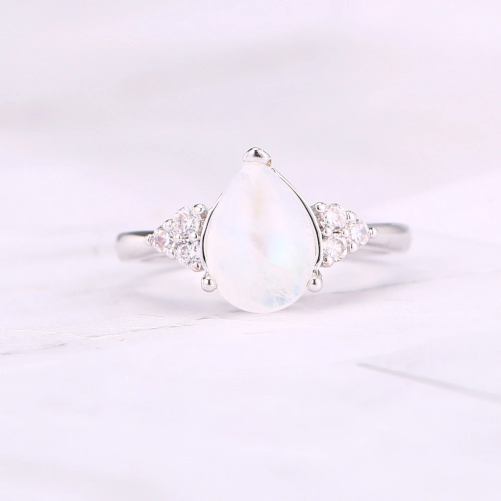 Natural Semi-Precious Moonstone Ring Simple