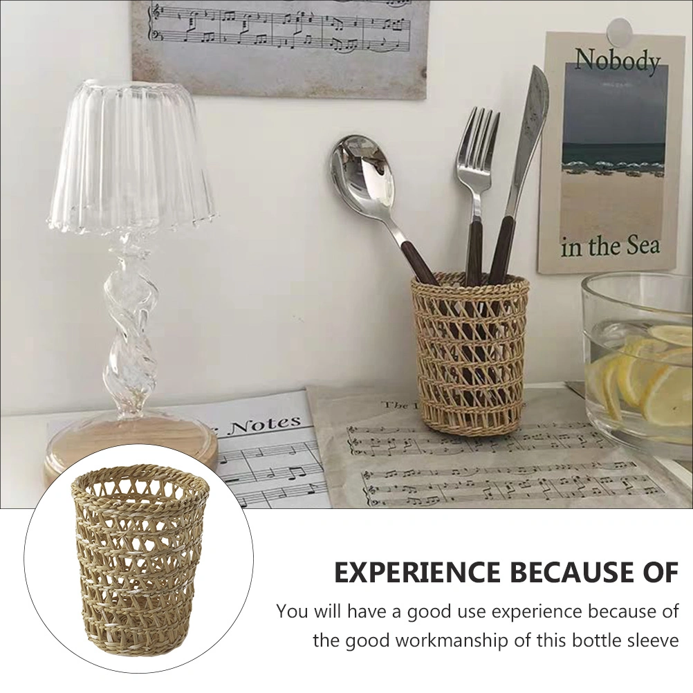 3pcs Straw Woven Cup Holders Heat Resistant Hand Woven Drink Glass Cup Holder