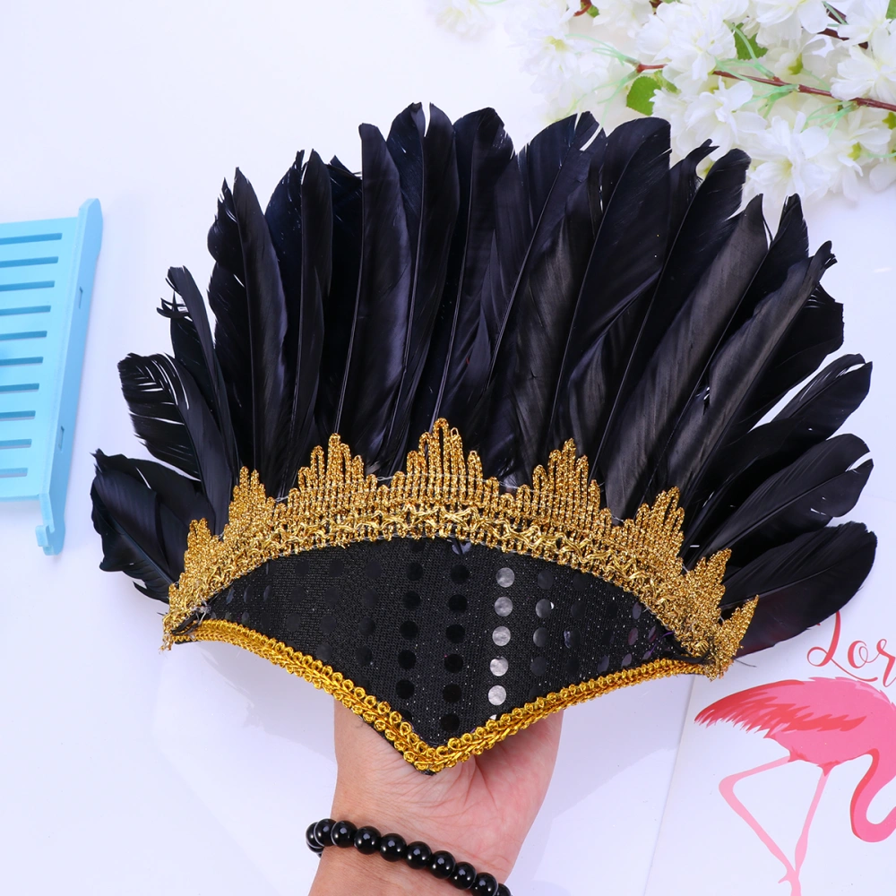 Fashion  Headdress Indian Halloween Party  Headpiece Carnival Party Hair Band Dance Performance Show Average Size Hair Accessories Black