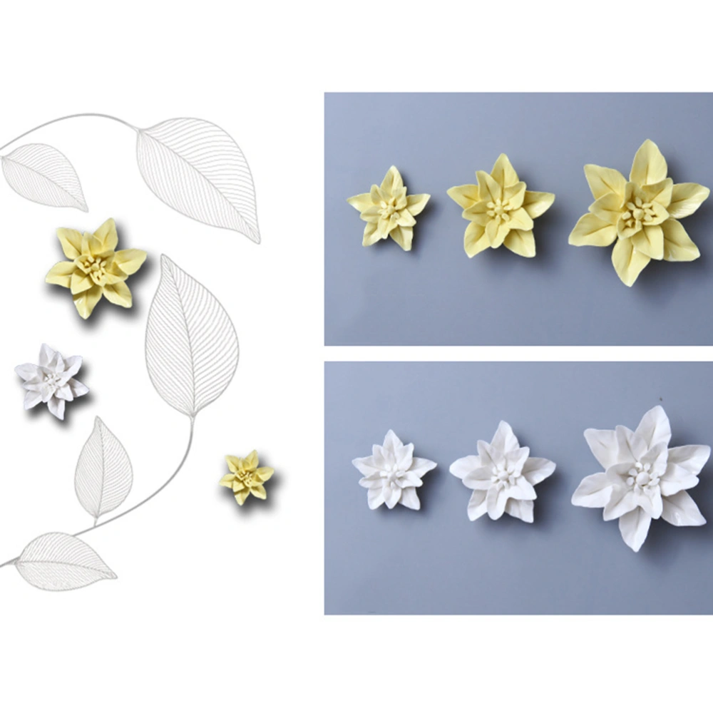 Ceramic Art Flower Wall Hanging Wall-mounted Decor Craft Artificial Stereoscopic Lily Hanging Decor for Living Room Home Office (White, Middle Size)