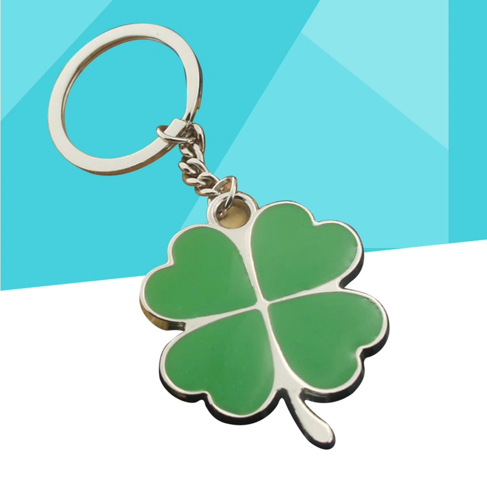 Fou Leaf Clover Keyring Metal Keychain Cool Car Keyring Purse Bag Pendant Decoration Creative Gift Keyfob