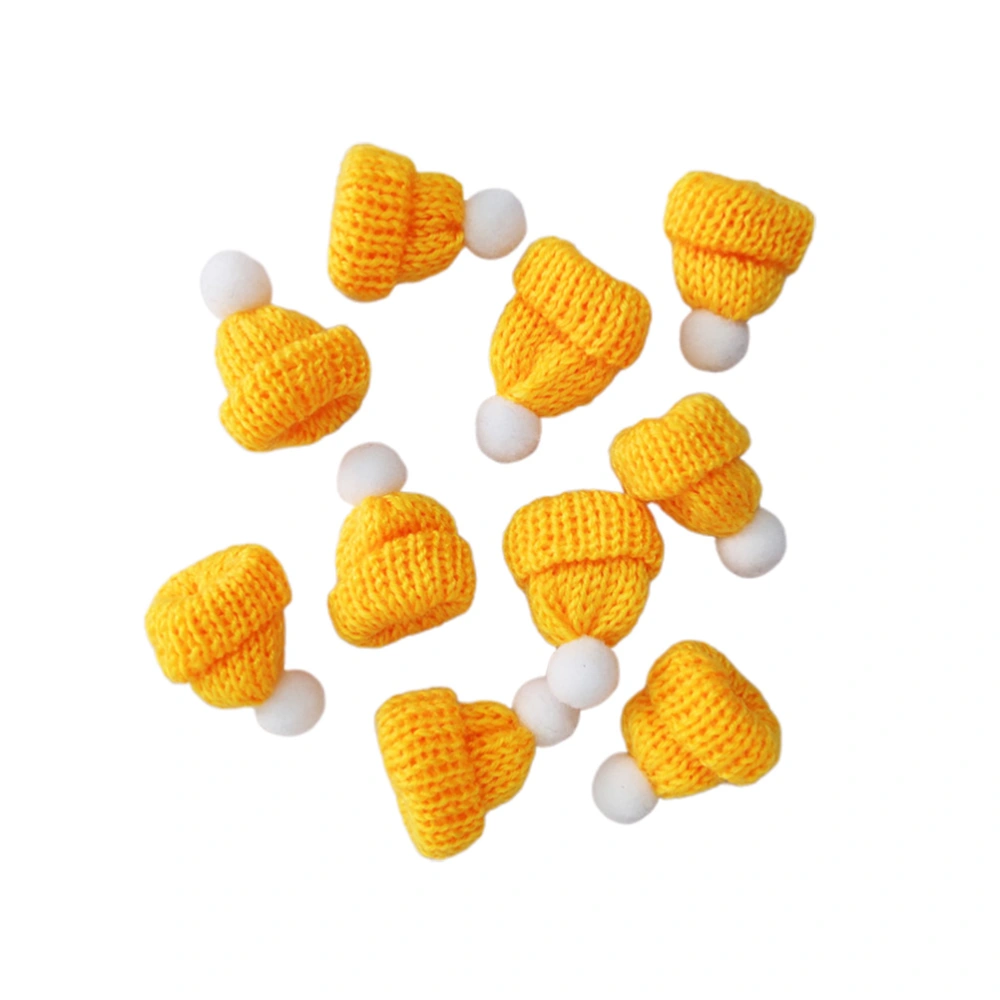 10PCS Knitted Small Christmas Hat Santa Claus Christmas Hats Headdress Party Favors DIY Handmade Accessories (Yellow)