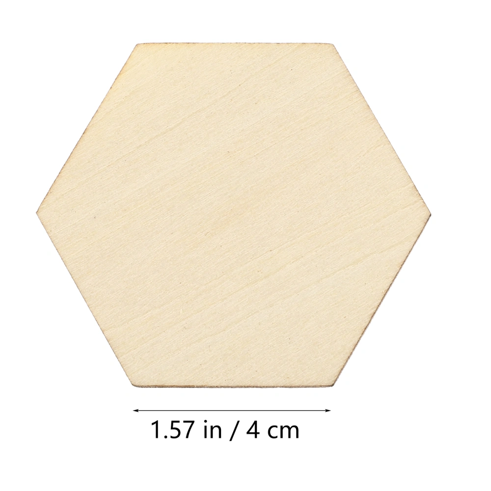 50PC 40MM Beech Wooden Hexagonal Pieces Ornaments Wooden Shapes Ornaments Embellishment DIY Crafts Decorations for Wedding Birthday Christmas