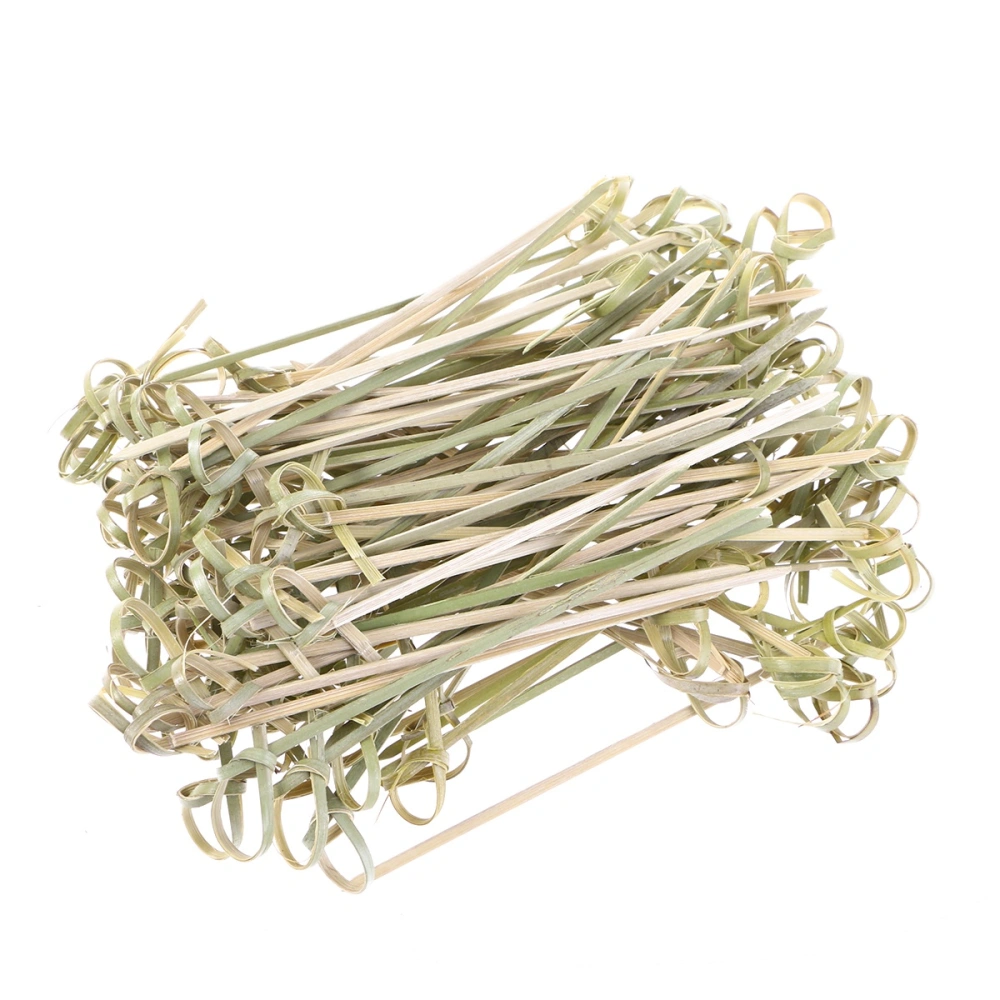 100PCS Disposable Bamboo Knot Skewers Bamboo Knot Picks Bamboo Picks Cocktail Picks with Twisted Ends for Cocktail Party Barbeque Snacks Club Sandwiches - 12CM