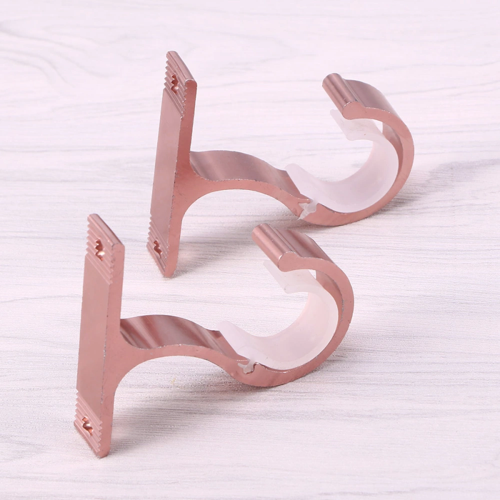 2PCS Curtain Rod Aluminium Alloy Thick Single Bracket Mounting Bracket(Rose Gold)