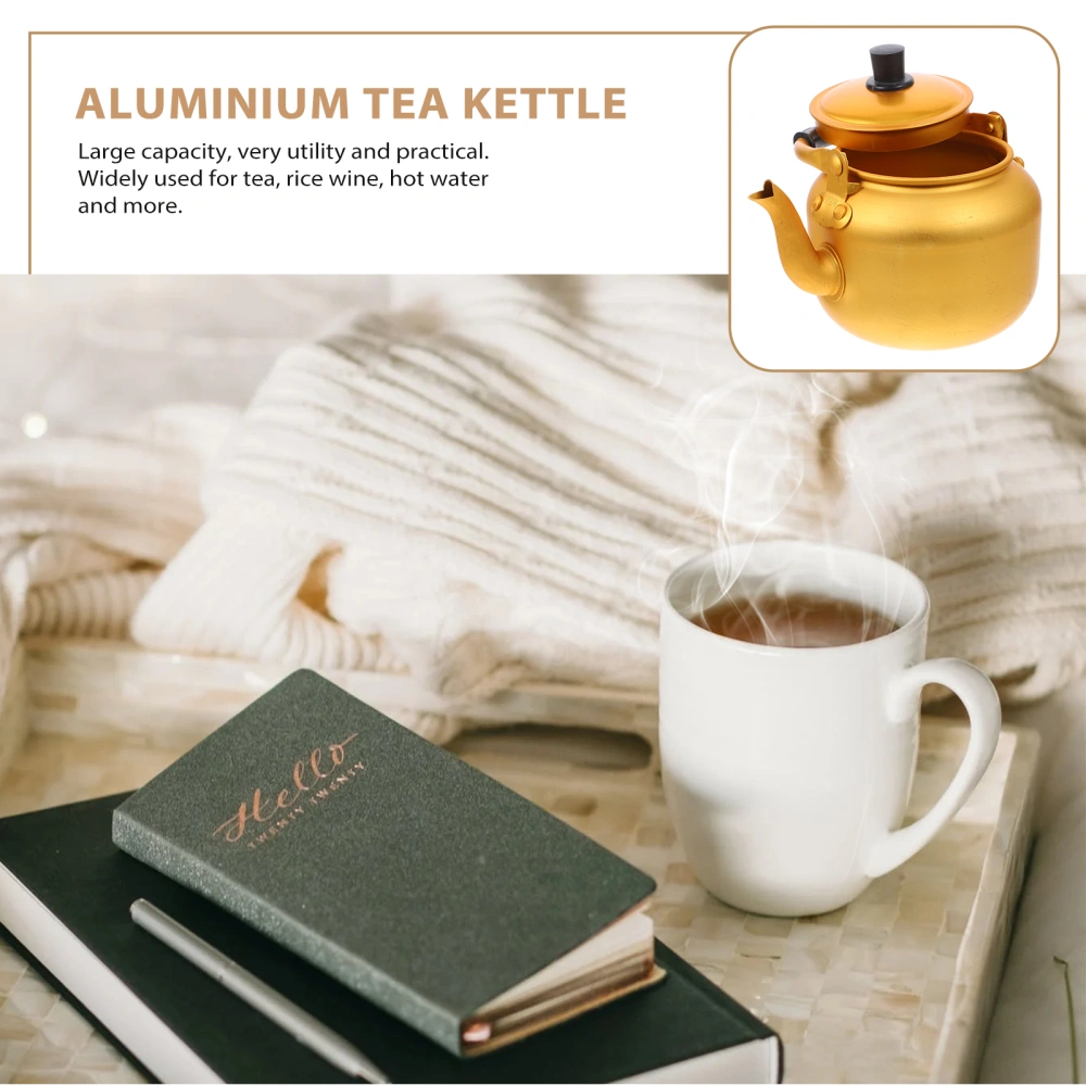 1pc Household Aluminium Tea Rice Wine Kettle Anti-leak Vinegar Milk Tea Bottle for Home Restaurant (Yellow 1L)