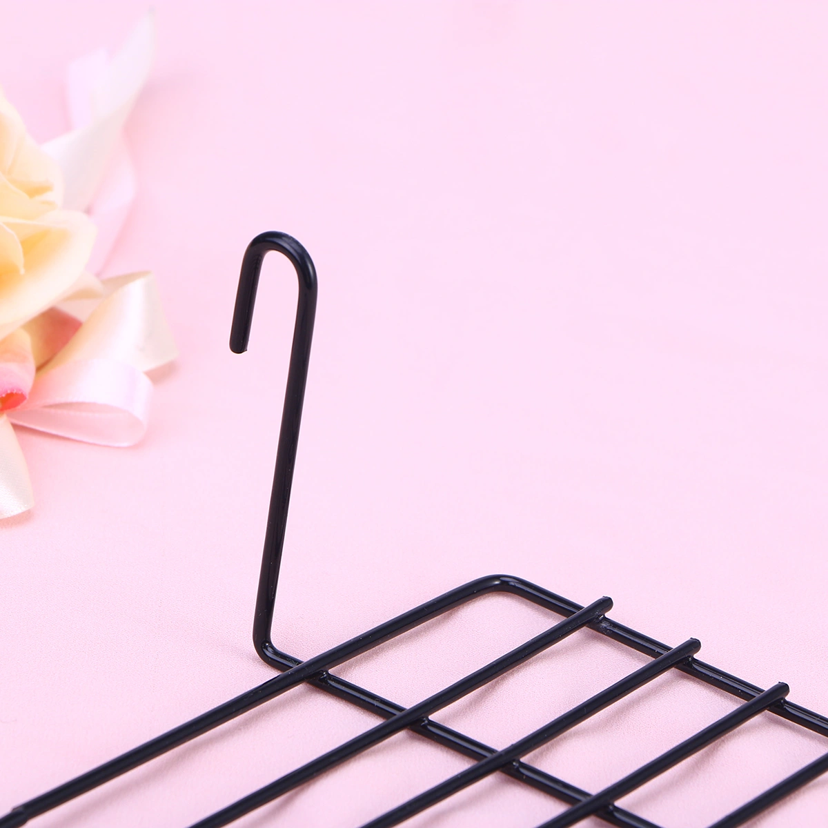 Black Wire Storage Basket Rack Straight Shelf for Grid Panel Display 25x10cm