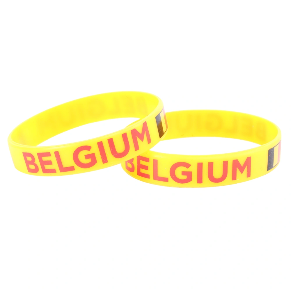 10 Pcs Flag Printed Country Silicone Wristband Fashion Sports Bracelet Hand Ring  Wristband for Sports Game Football Match(Belgium)