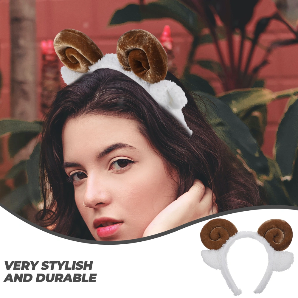 Coffee Shofar Hair Hoops Decorative Headband Adorable Sheep Horn Hair Bands Sheep Ears Head Hoops Party Favors Supplies Decorations