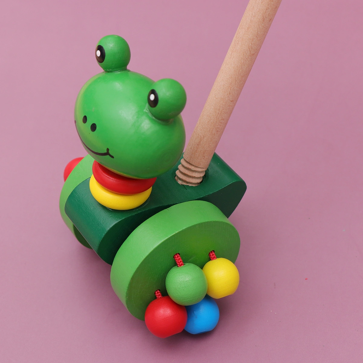 Baby Pushing Cart Toys Cartoon Animal Carts Toy Baby Walker Wooden Carts Toys Push Rod Cart Toys (Frog)