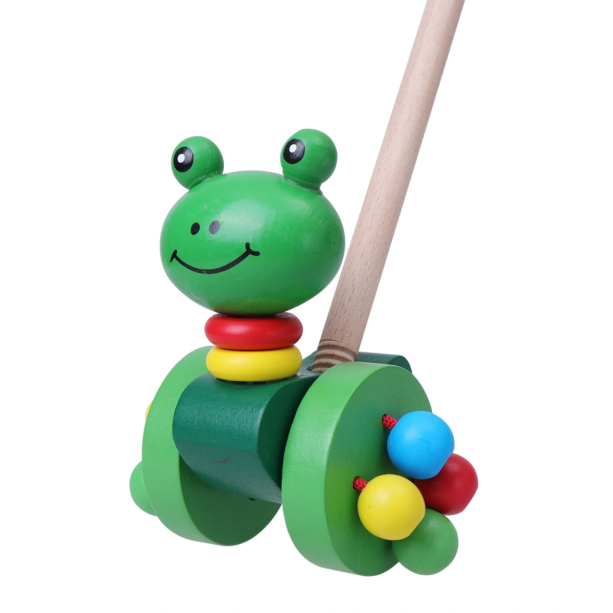 Baby Pushing Cart Toys Cartoon Animal Carts Toy Baby Walker Wooden Carts Toys Push Rod Cart Toys (Frog)