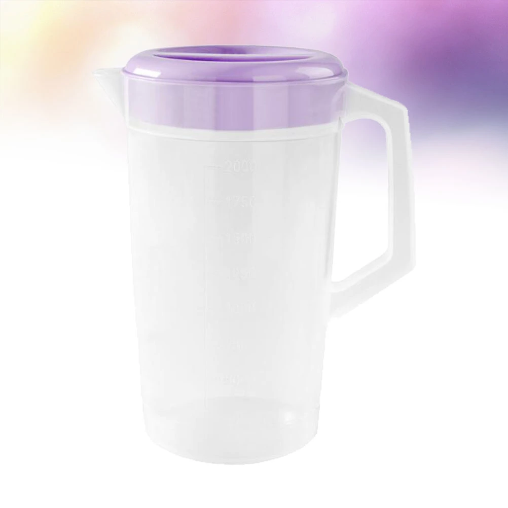 Large Capacity Beverage Storage Container Heat Resistant Cold Water Jug Plastic Juice Pitcher Household Teapot Kettle with Lid (Violet)