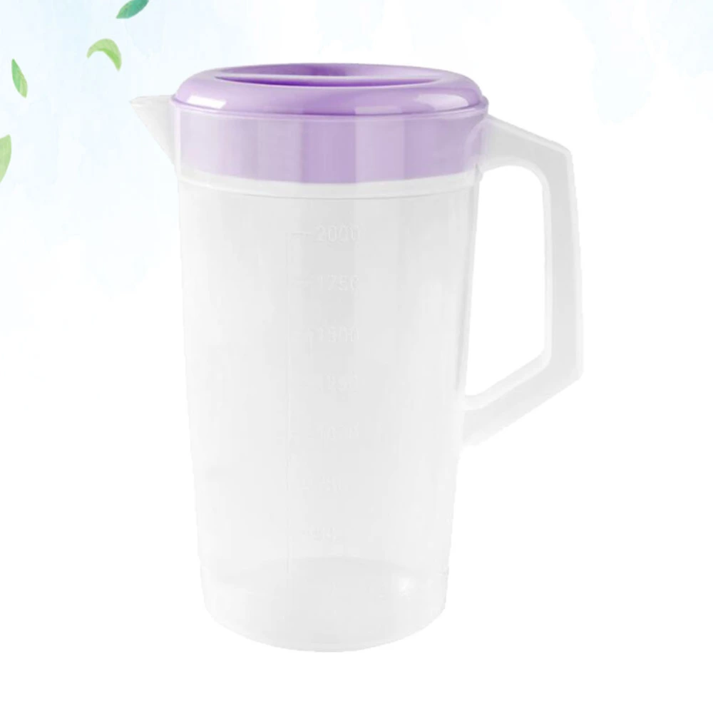 Large Capacity Beverage Storage Container Heat Resistant Cold Water Jug Plastic Juice Pitcher Household Teapot Kettle with Lid (Violet)