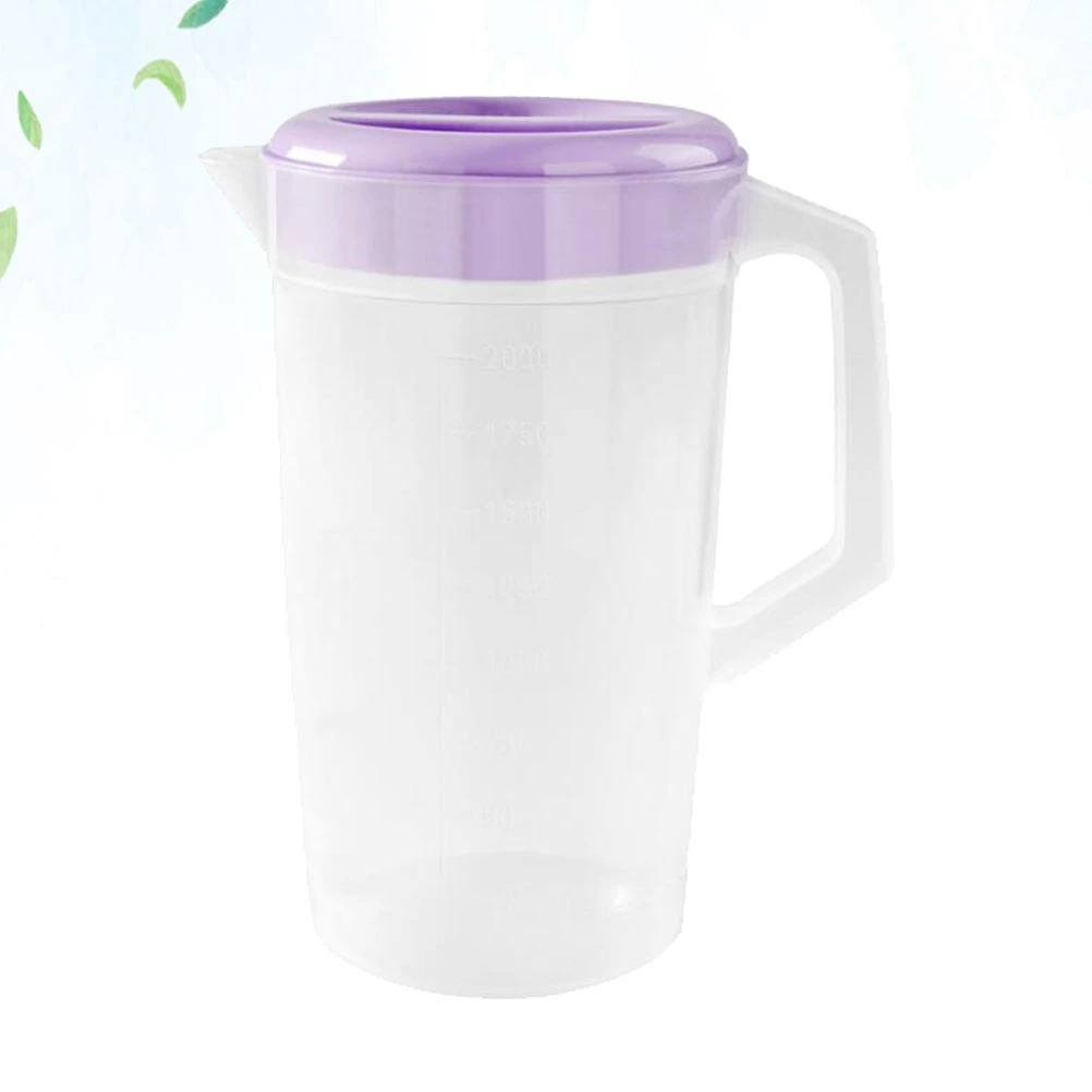 Large Capacity Beverage Storage Container Heat Resistant Cold Water Jug Plastic Juice Pitcher Household Teapot Kettle with Lid (Violet)