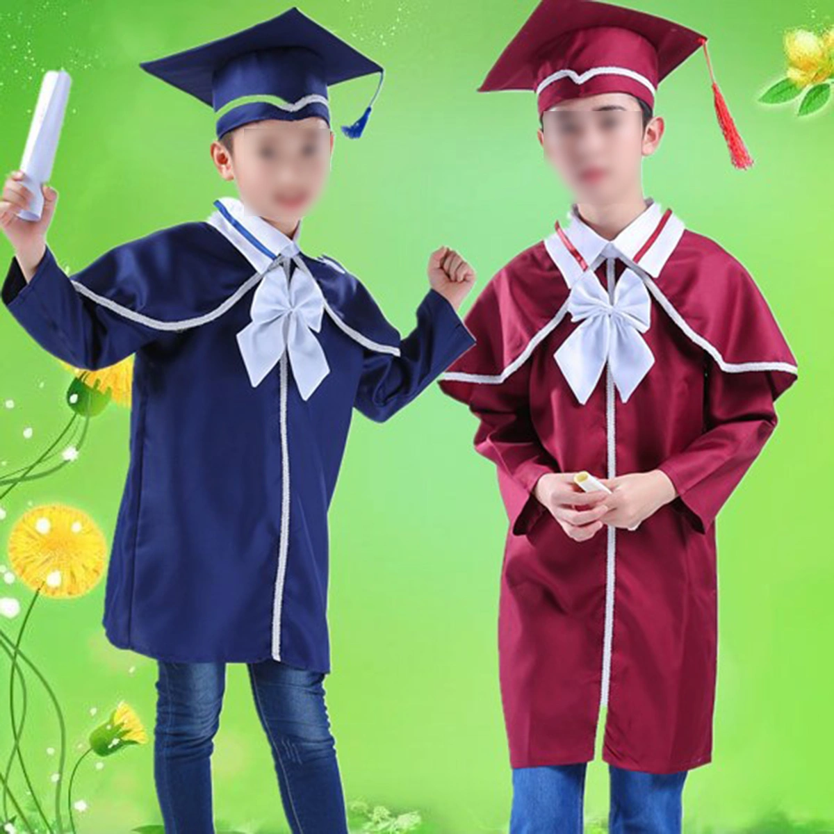 Children's Graduation Gown and Doctoral and Gown - 130cm(Navy Blue)