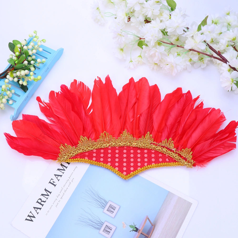 Fashion  Headdress Indian Halloween Party  Headpiece Carnival Party Hair Band Dance Performance Show Average Size Hair Accessories Red