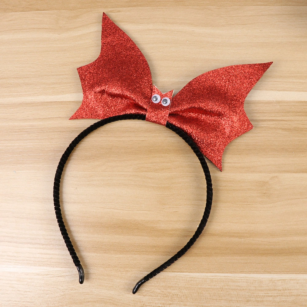 Simulation Bat Hair Hoops Sequin Performance Headbands Creative Hair Band for Women Girls Red