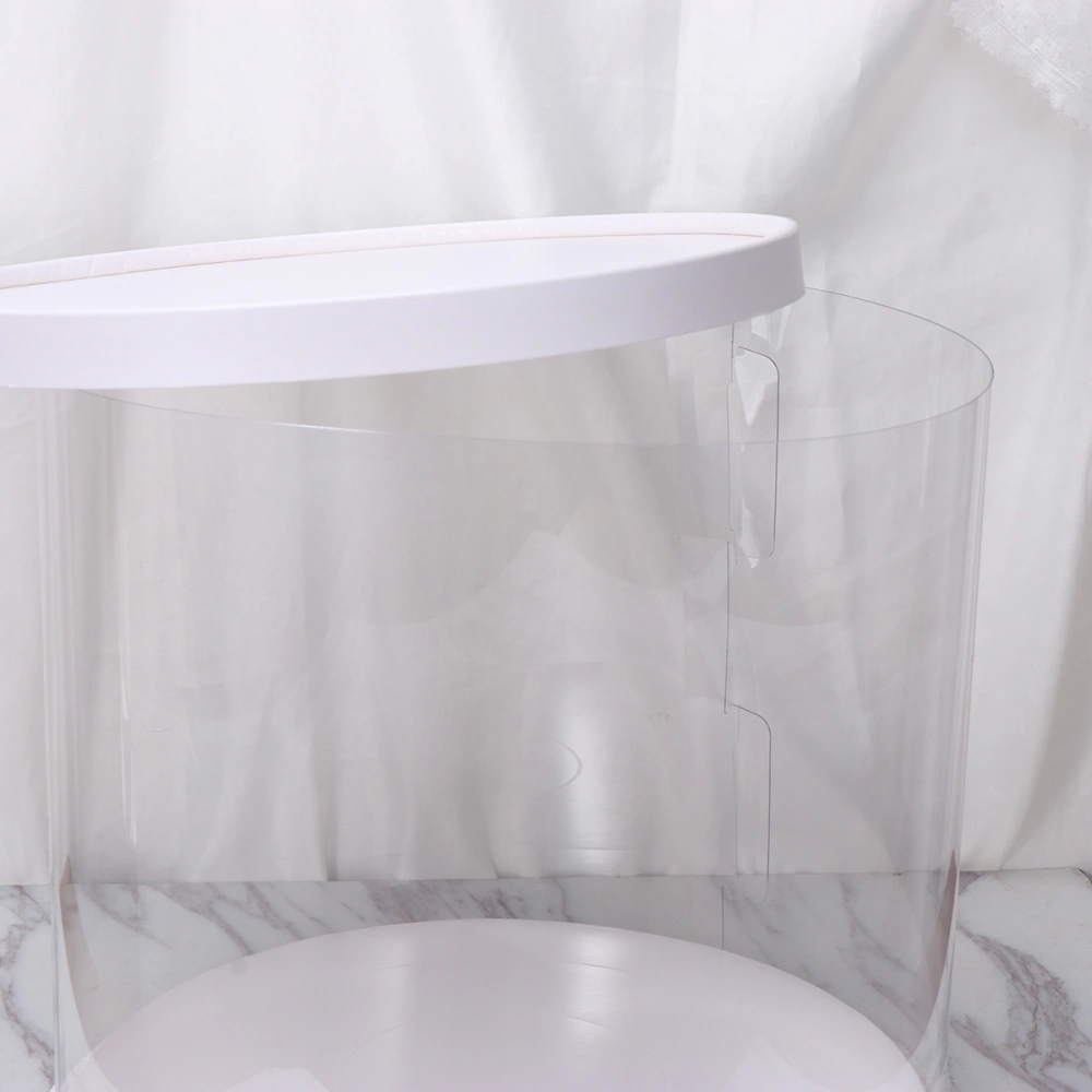 Plastic Transparent Cake Box Round Cake Packaging Boxes Organizer for Home Dessert Shop (White Double-layer) (8inch)