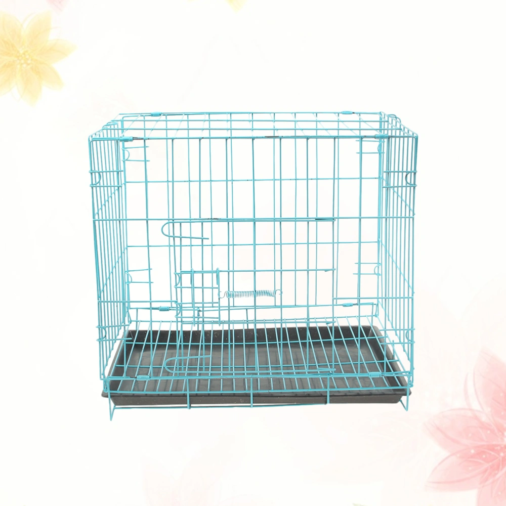 Folding With Toilet Dog Cage Teddy Poodle Small And Medium Dog Cat Cage Rabbit Cage Pet Cage(Blue)