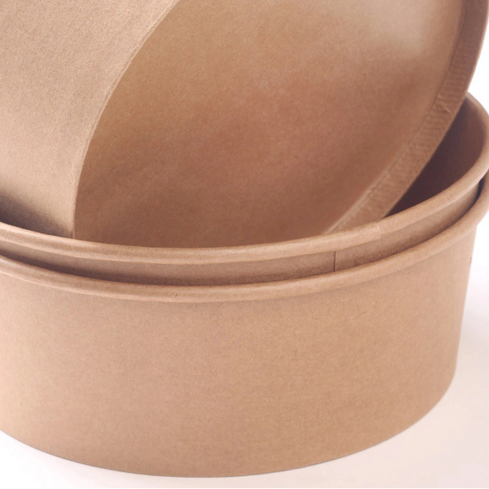 20pcs Disposable Kraft Paper Bowls Fruit Salad Bowl Food Packaging Containers Party Favor (26oz, with Lid)