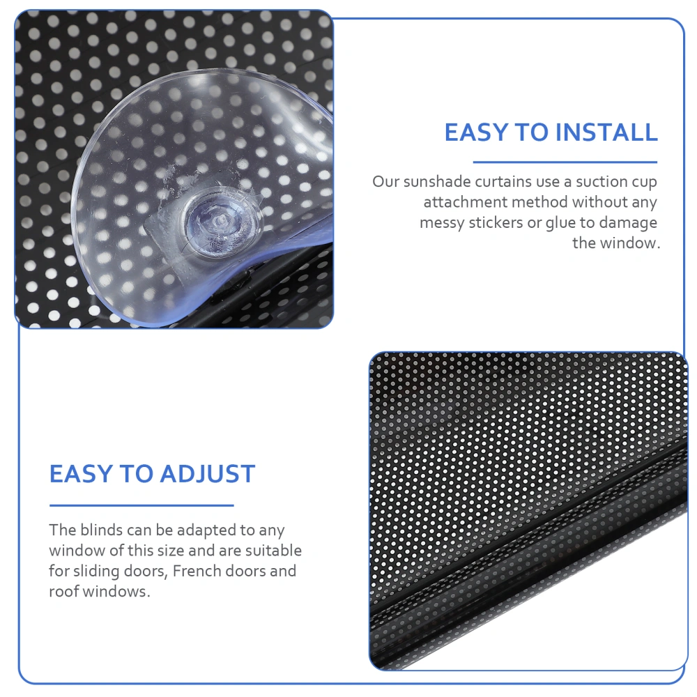 Free-perforated Balcony Suction Cup Sunshade Blackout Curtain Temporary Blinds Versatile Anywhere Portable Lightweight Drape for Door (Black Mesh Dot)