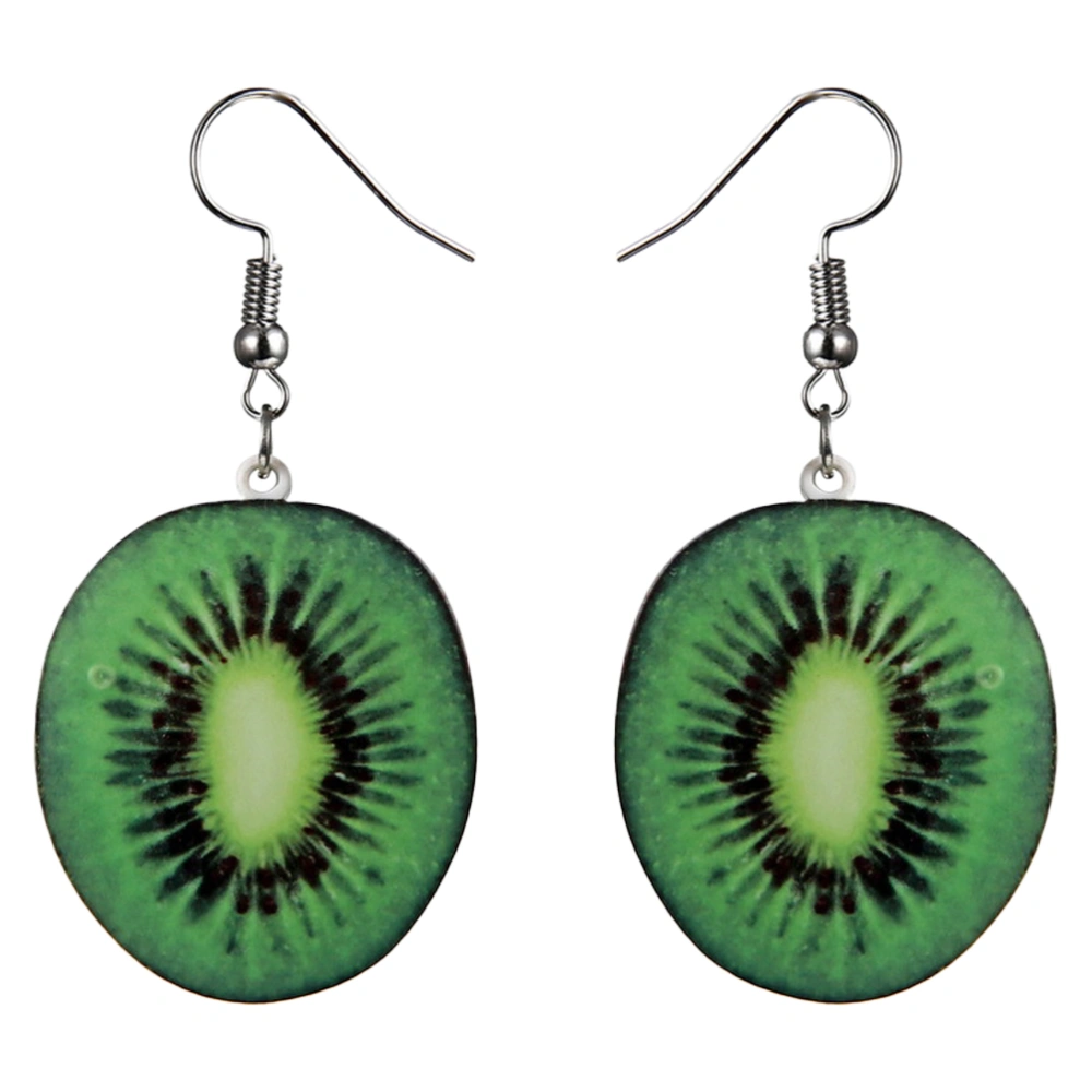 1 Pair of Creative Fruit Shaped Earrings Fashion Ear Dangle Delicate Women Dangler Ear Jewelry Green (Kiwi)