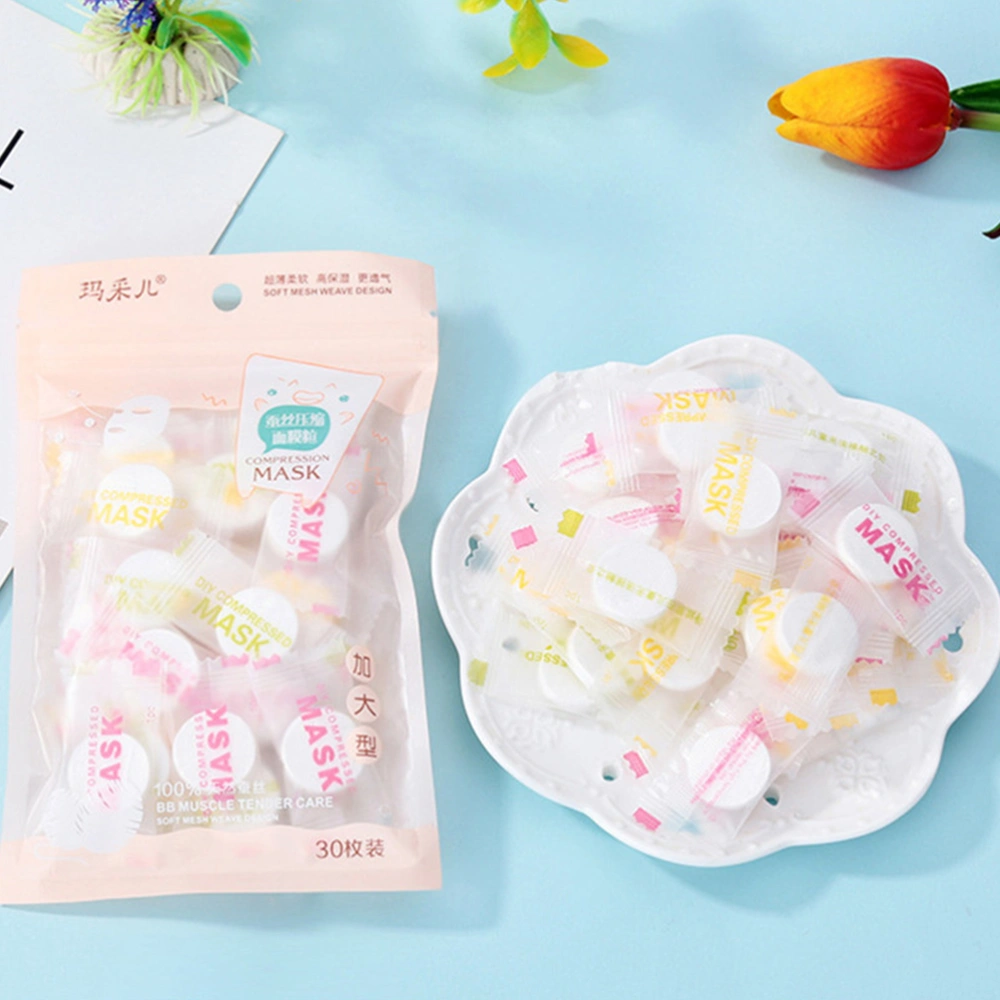 30pcs Ultrathin Silk Facial Mask Compressed Face Mask Natural Skin Care Wrapped Masks for Women (White)