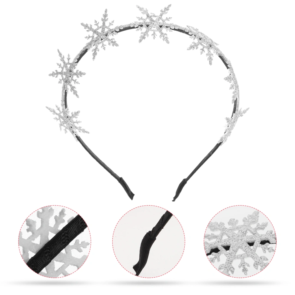 Christmas Hair Bands Adorable Glitter Snowflake Hair Hoops Headdress Party Favors Supplies for Kids (Silver)