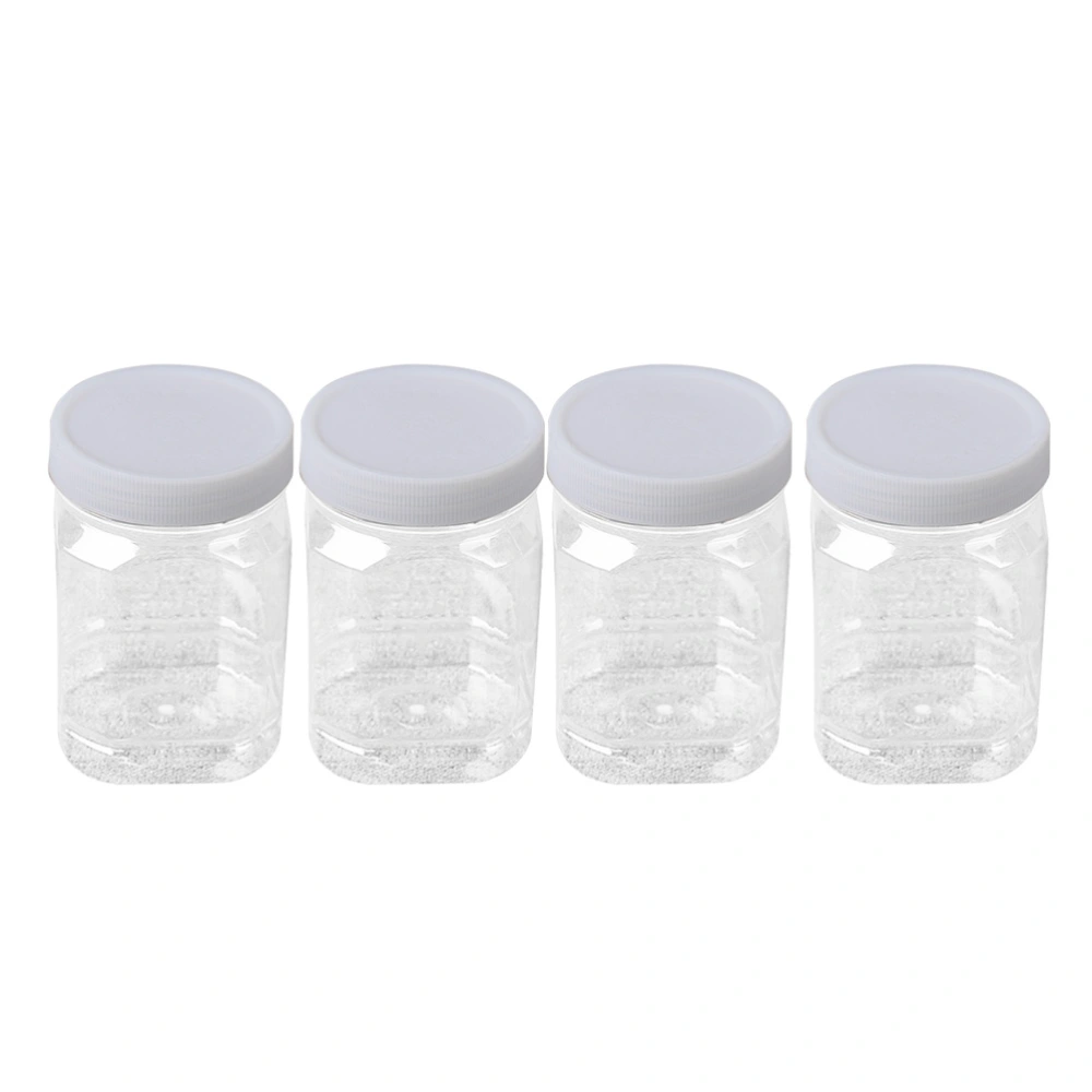 12pcs Home Plastic Jars Storage Containers with Ribbed Liner Screw On Lids Cereal Dry Food Storage Container Airtight Leakproof Plastic Storage Bottle  for Cereal Flour Sugar Rice Snacks (360ml)