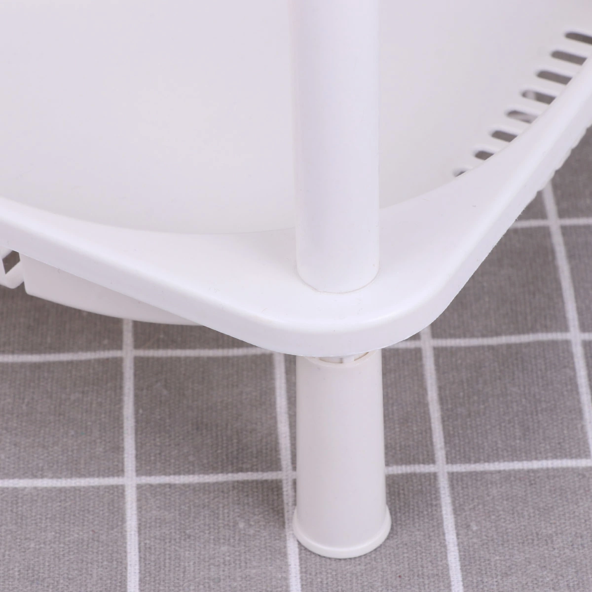 3 Layer Plastic Small Storage Shelves Plastic Basket Corner Shelf Organizer Desk Stand Rack Bathroom Shelves for Home Household Kitchen(White)