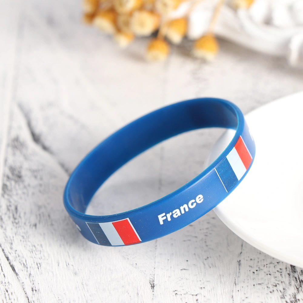 5pcs Country Flag Printed Wristband Chic Silicone Sports Bracelet Hand Ring Wristband for Sports Game Football Match (France)