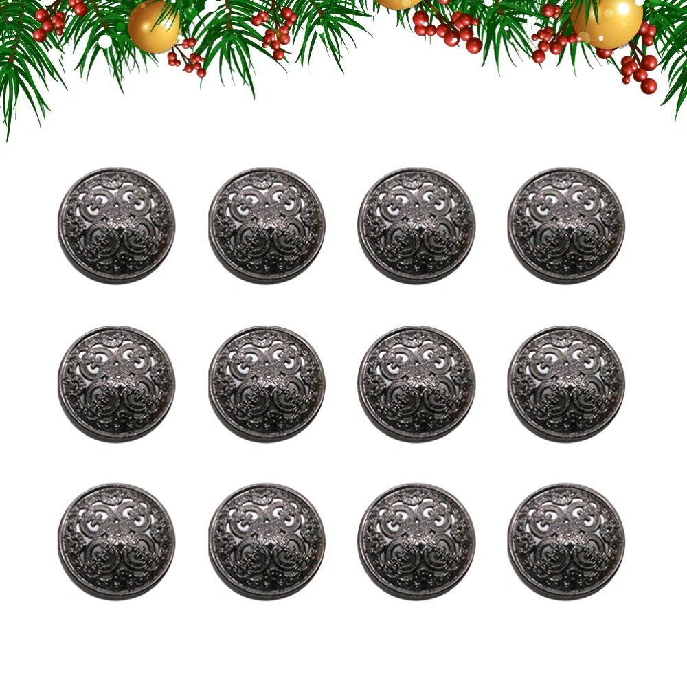 30pcs 18mm Stylish Metal Buckle Hollow-out Button Handcraft Tools Down Button DIY Sewing Buttons for Decor Use (Black)