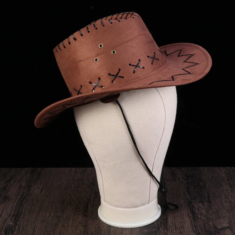 Casual Western Cowboy Hat Cowgirls Children Hat Artificial Suede Wide Brim Leisure Halloween Children Hat(Brown Children)