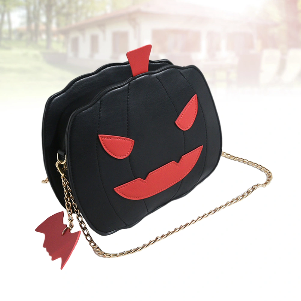 Halloween Casual Crossbody Bag Pumpkin Crossbody Bag Little Devil Shoulder Bag Messenger Bag Handbag for Student Girls Ladies (Black)