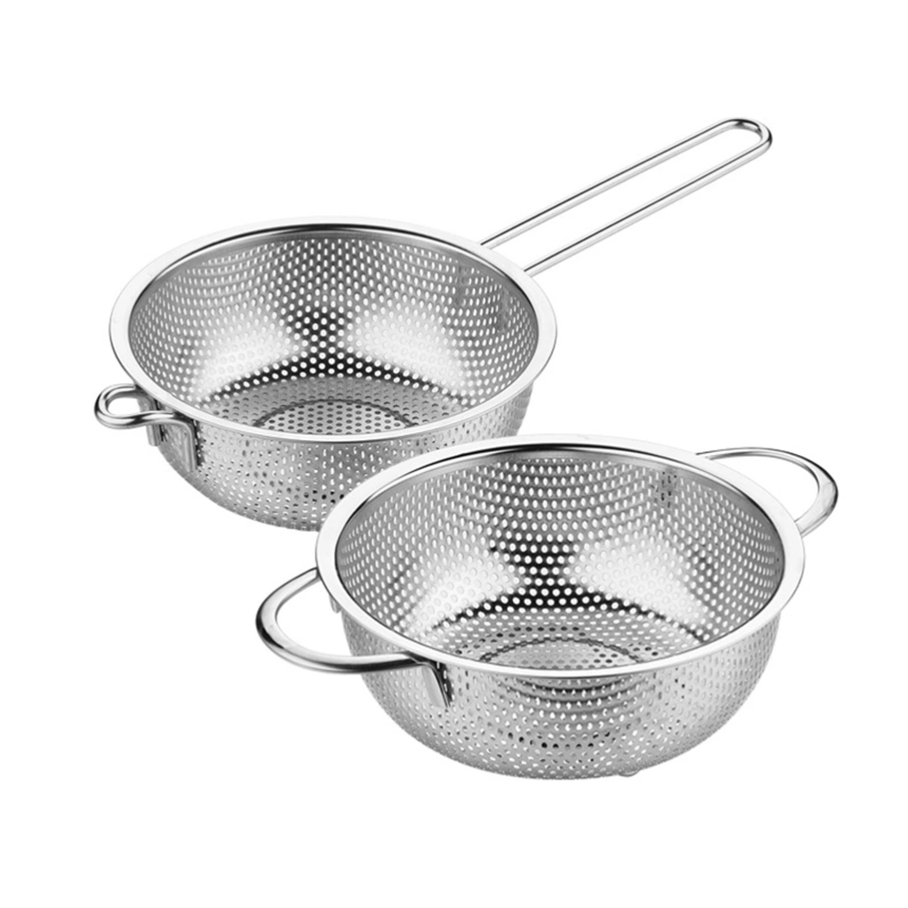 Single Handle Colander Basket Stainless Steel Filter Kitchen Strainer for Fried Food Vegetable Fruit (19.2)