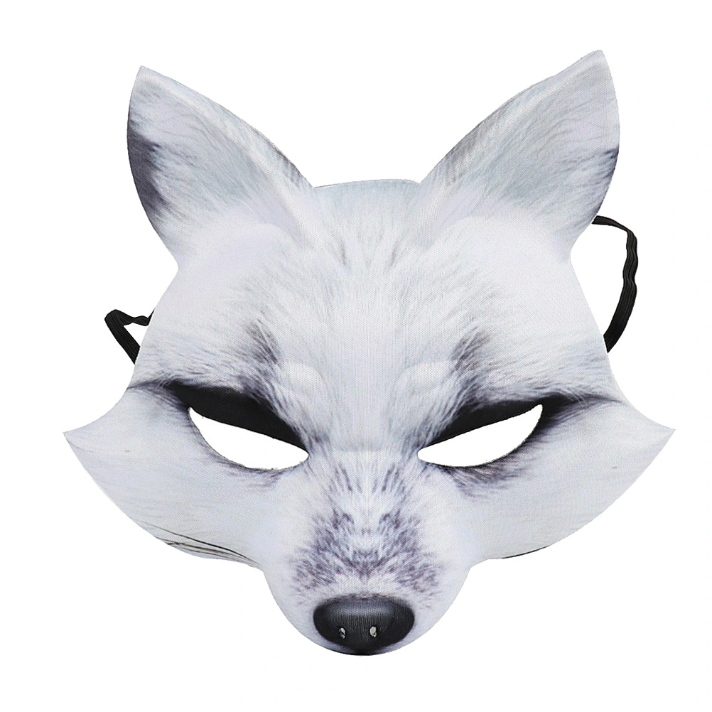 Half Face Mask Fancy Dress EVA Animal Mask Cosplay Costume Accessory for Halloween Carnival Masquerade (White)