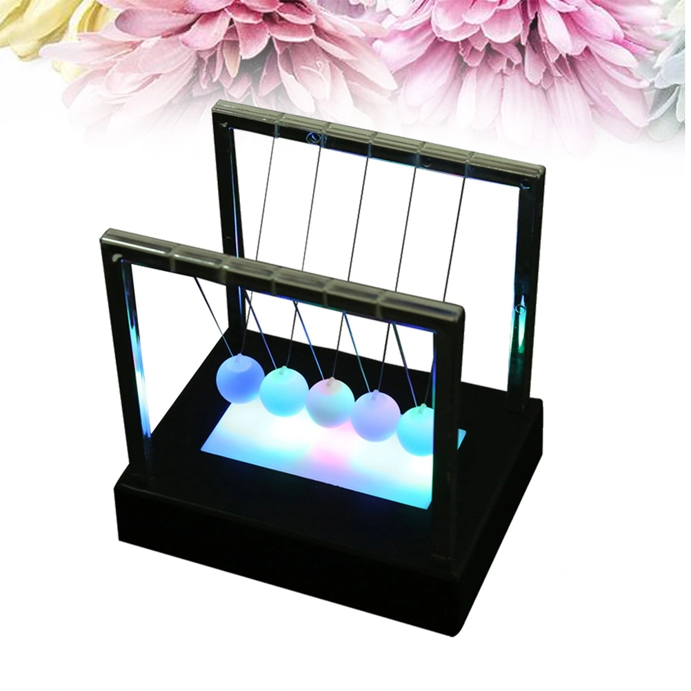 Light up Cradle Fun Steel Balance Balls Pendulum Home Office Bumper Ball Pool Balls Decoration Gift without Battery(Black Base, M)