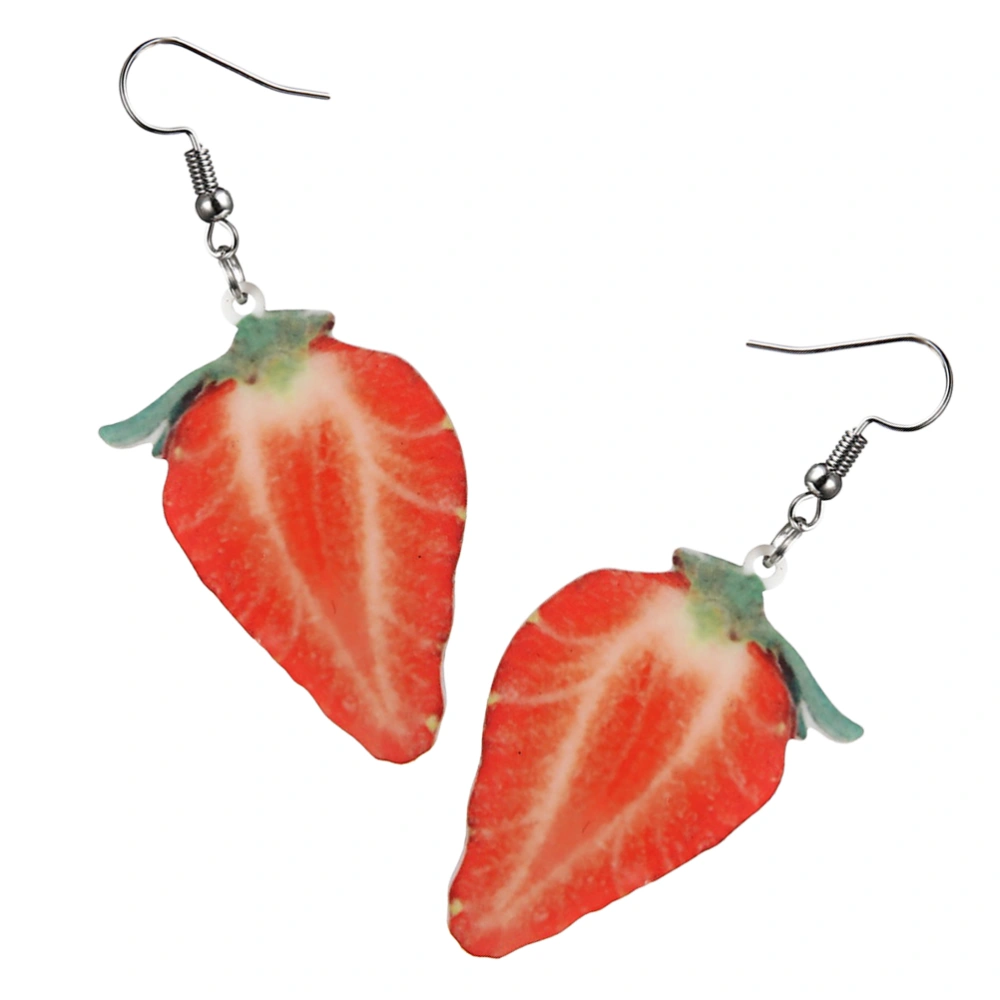 1 Pair of Creative Fruit Shaped Earrings Fashion Ear Dangle Delicate Women Dangler Ear Jewelry Red (Strawberry)